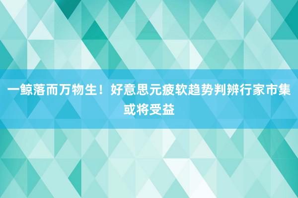 一鲸落而万物生！好意思元疲软趋势判辨行家市集或将受益