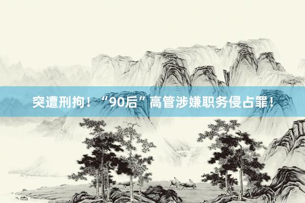 突遭刑拘！“90后”高管涉嫌职务侵占罪！