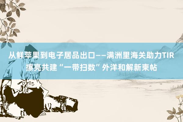 从鲜苹果到电子居品出口——满洲里海关助力TIR擦亮共建“一带扫数”外洋和解新柬帖