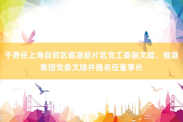 于勇任上海自贸区临港新片区党工委副文牍、临港集团党委文牍并提名任董事长